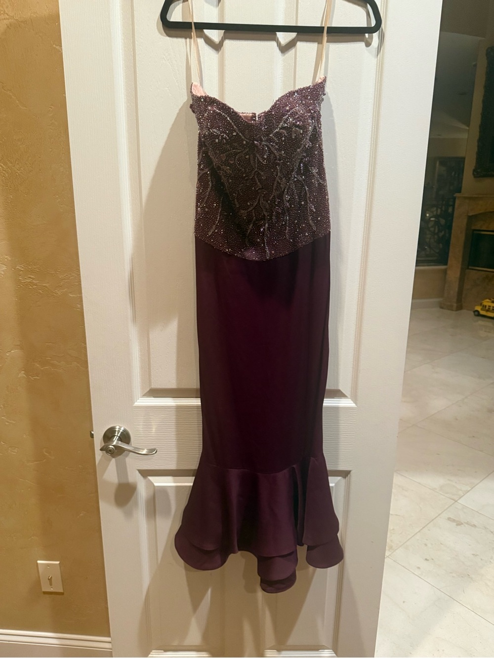 Beaded Burgundy Evening Dress